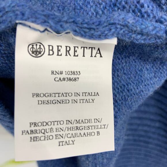 Beretta Mens Blue Wool Blend V-Neck Pullover Sweater Size L - Picture 5 of 8